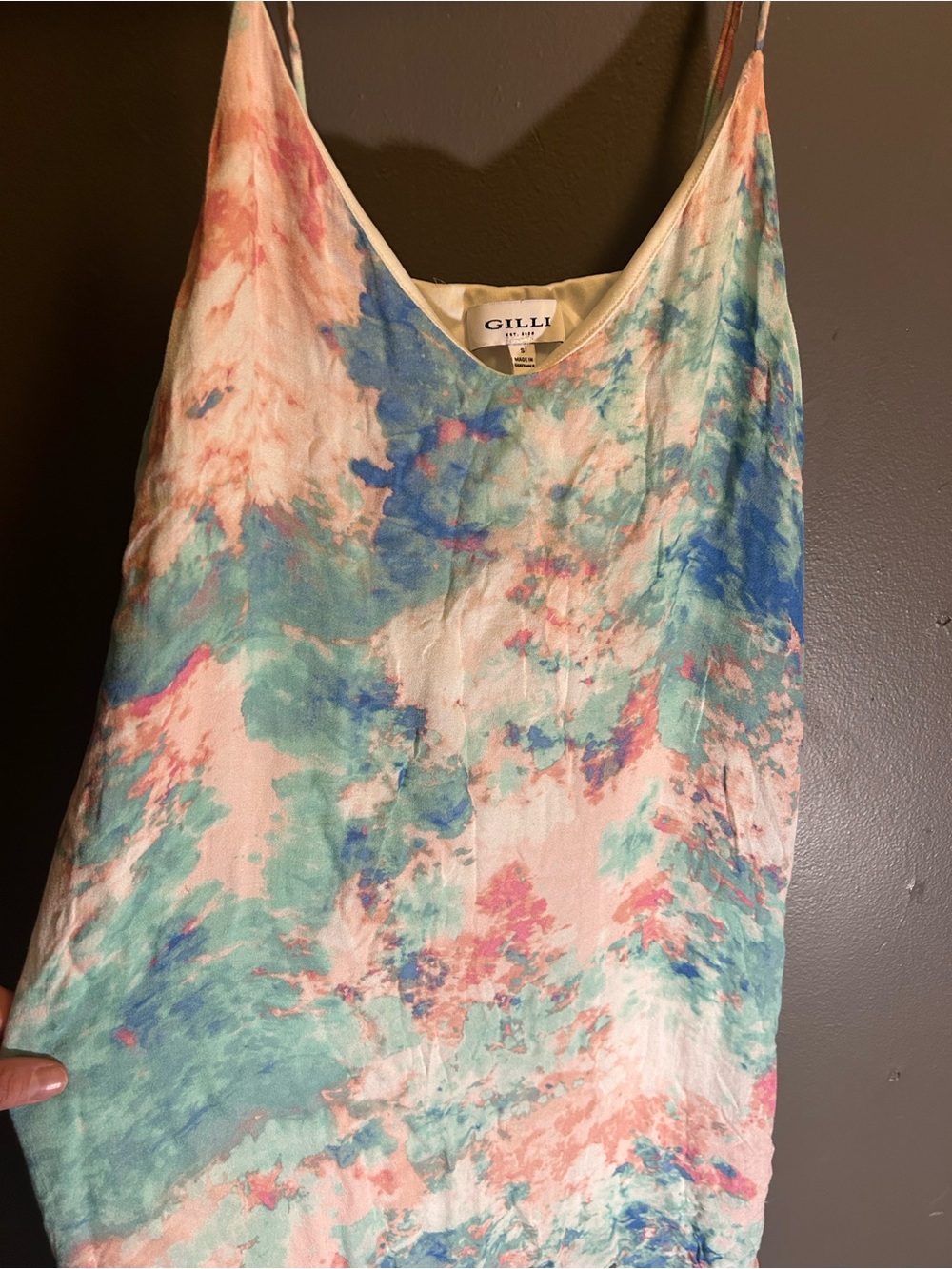GILLI watercolor spaghetti strap slip dress size small - Picture 4 of 11